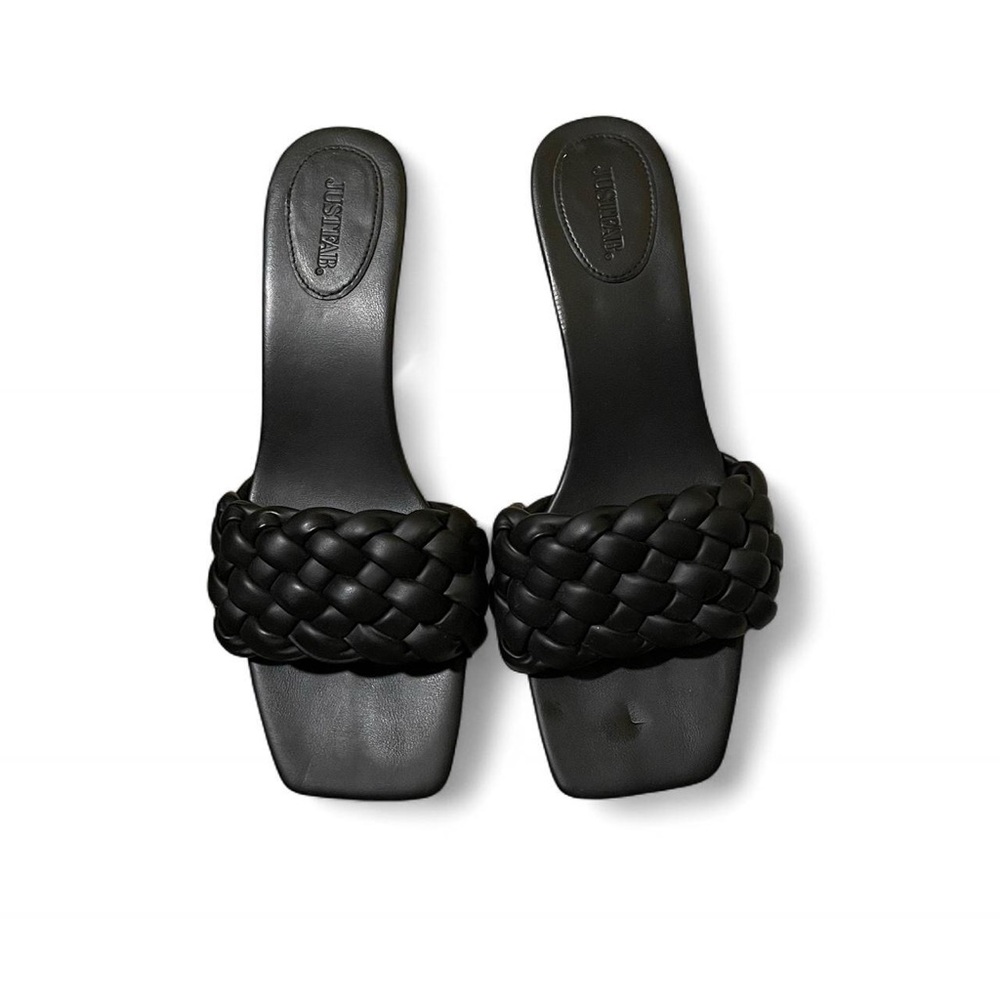 JustFab Black Braided Slide Sandals
